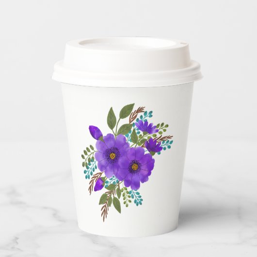 Hübsche Lila Blume Pappbecher (Vorderseite)