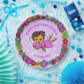 Hübsche Lila Blume- und Milchgrenze Geburtstag Pappteller (Party)