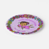 Hübsche Lila Blume- und Milchgrenze Geburtstag Pappteller (Schrägansicht)