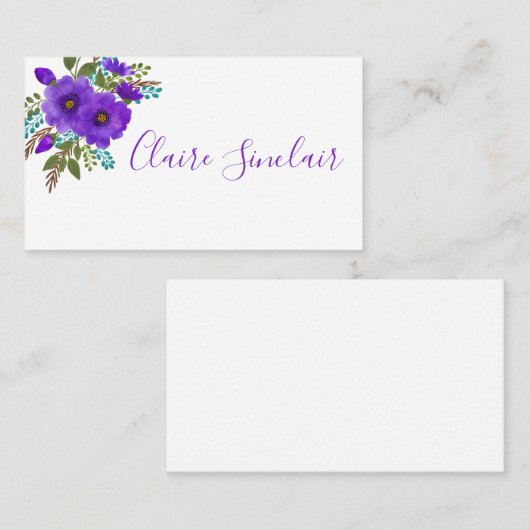 Hübsche Lila Blume Visitenkarte (Vorne/Hinten)