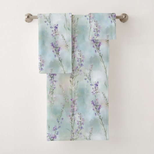 Hübsche lila Blumen Badhandtuch Set (Insitu)