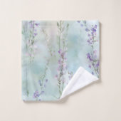 Hübsche lila Blumen Badhandtuch Set (Waschlappen)