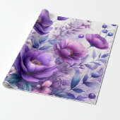 Hübsche lila Blumen Geschenkpapier (Ungerollt)