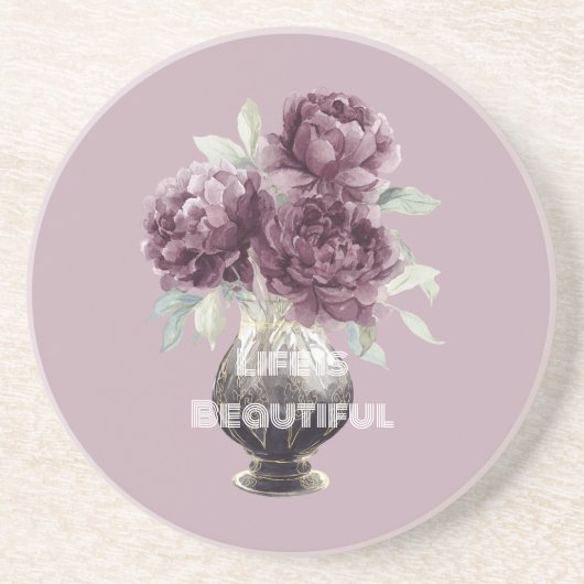 Hübsche lila Blumen Vase Getränkeuntersetzer (Vorne)