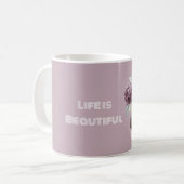 Hübsche lila Blumen Vase Kaffeetasse (Vorderseite Links)