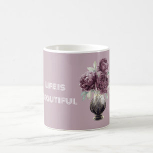 Hübsche lila Blumen Vase Kaffeetasse