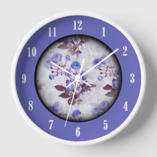 Hübsche lila Blumen-Zwölferuhr Uhr