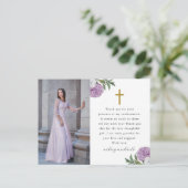 Hübsche Lila Blumenbestätigung Vielen Dank Foto Postkarte (Stehend Vorderseite)