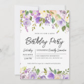 Hübsche Lila Blumenfeier 50. Geburtstagsparty Einladung (Vorderseite)