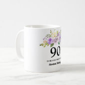Hübsche Lila Blumenfrauen 90. Geburtstagsgeschenk Kaffeetasse (Vorderseite Links)