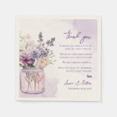 Hübsche Lila Blumenhochzeit Dankeschön-Nachricht Serviette (Vorderseite)