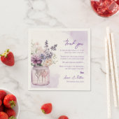 Hübsche Lila Blumenhochzeit Dankeschön-Nachricht Serviette (Beispiel)