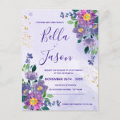 Hübsche Lila Blumenhochzeit Postkarte (Vorderseite)