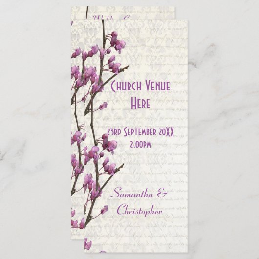 Hübsche lila Blumenkirche Programm (Vorne/Hinten)