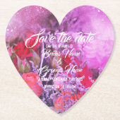 Hübsche lila Blumenkultur Save the Date Untersetzer (Vorderseite)