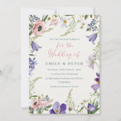Hübsche Lila Blütenpink-Blütenhochzeit Einladung (Vorderseite)