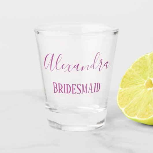 Hübsche Lila Bridesmaid Keepake Schnapsglas (Vorderseite)
