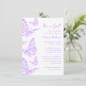 Hübsche Lila Butterfly-Kinderdusche Einladungen (Stehend Vorderseite)