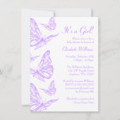 Hübsche Lila Butterfly-Kinderdusche Einladungen (Vorderseite)