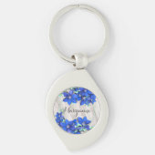 Hübsche lila Clematis-Blumen personalisiert Schlüsselanhänger (Vorderseite)