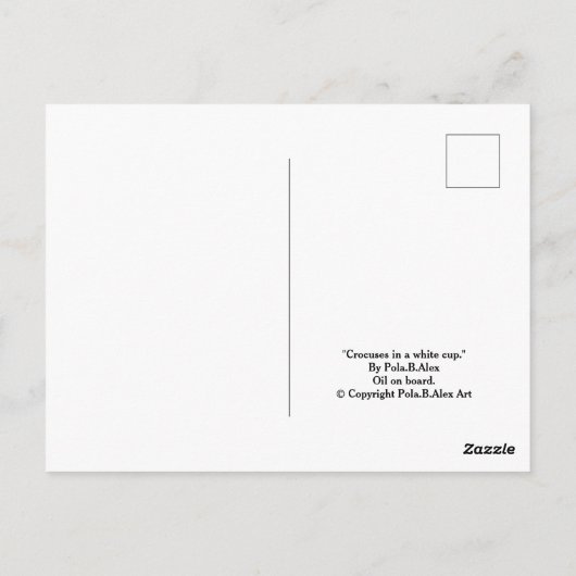 Hübsche lila Crocus-Blume in einer Tasse Geburtsta Postkarte (Rückseite)