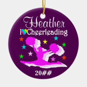 HÜBSCHE LILA CUSTOM CHEERLEADER ORNANAATION KERAMIKORNAMENT