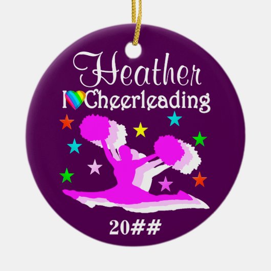HÜBSCHE LILA CUSTOM CHEERLEADER ORNANAATION KERAMIKORNAMENT (Vorne)