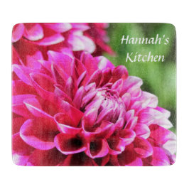 Hübsche lila Dahlie-personalisiertes Schneidebrett