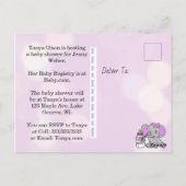 Hübsche Lila Elephant Girl's Baby Dusche Postkarte (Rückseite)