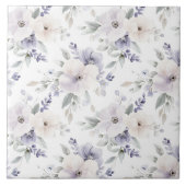 Hübsche Lila Elfenbein-Lavendel-Blume Fliese (Vorderseite)