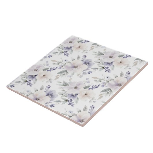 Hübsche Lila Elfenbein-Lavendel-Blume Fliese (Seite)