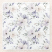 Hübsche Lila Elfenbein-Lavendel-Blume Glasuntersetzer (Vorderseite)
