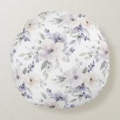 Hübsche Lila Elfenbein-Lavendel-Blume Rundes Kissen (Vorderseite)