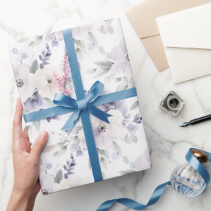 Hübsche lila Elfenbein-Lavendel-Blumen Braut-Dusch Geschenkpapier
