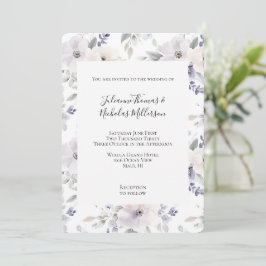 Hübsche Lila Elfenbeinküche Blume Hochzeit Einladung