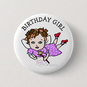 Hübsche Lila Fairy Birthday Girl Button