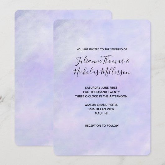 Hübsche Lila Farbe Einladung (Vorne/Hinten)