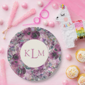 Hübsche Lila Farbfloral Monogramm Pappteller (Party)