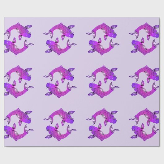 Hübsche lila Fisch-Fische Geschenkpapier (Flach)