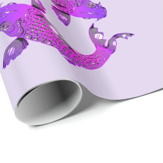 Hübsche lila Fisch-Fische Geschenkpapier (Rolleneckpunkt)