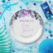 Hübsche Lila Floral Berry Babydusche Pappteller (Party)