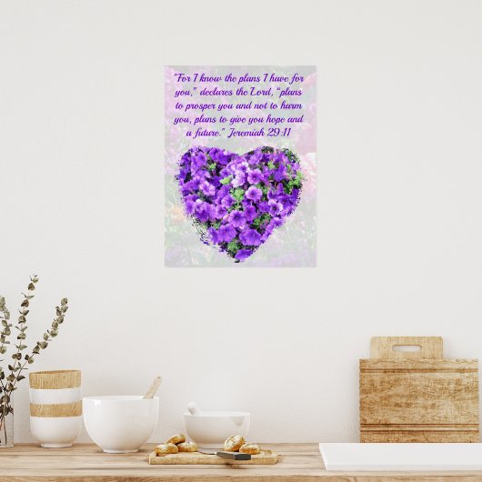 HÜBSCHE LILA FLORAL JEREMIAH 29:11 BIBLE VERSE POSTER (Küche)