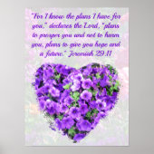 HÜBSCHE LILA FLORAL JEREMIAH 29:11 BIBLE VERSE POSTER (Vorne)