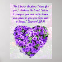 HÜBSCHE LILA FLORAL JEREMIAH 29:11 BIBLE VERSE