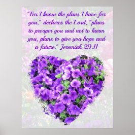 HÜBSCHE LILA FLORAL JEREMIAH 29:11 BIBLE VERSE POSTER