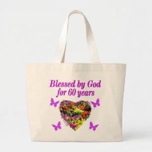 HÜBSCHE LILA FLORALE 60. GEBURTSTAG DESIGN JUMBO STOFFBEUTEL