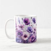 Hübsche Lila florale Monogramm Hibiskus Tasse (Links)