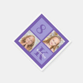 Hübsche Lila FotoCollage Custom Geburtstagsparty Serviette (Ecke)