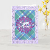 Hübsche Lila Geburtstagskarte Karte (Gelbe Blume)