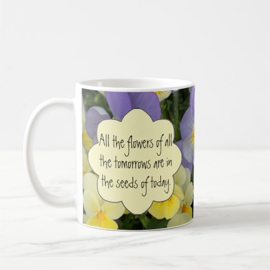 Hübsche Lila gelbe Stiefmütterchen Motivation Quot Kaffeetasse (Links)